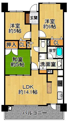 Floor plan. 3LDK, Price 24,700,000 yen, Occupied area 68.67 sq m , Balcony area 12.74 sq m