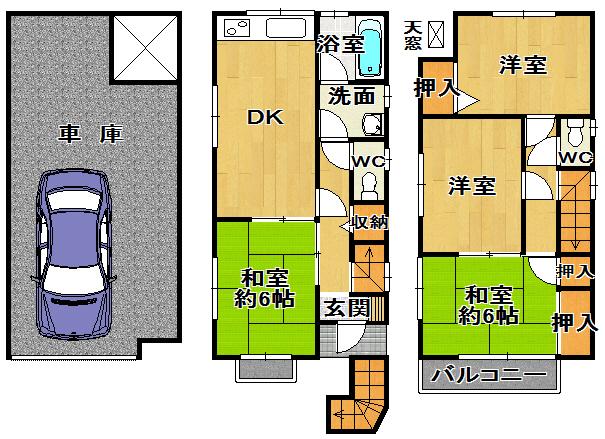Floor plan. 16.8 million yen, 4DK, Land area 53.06 sq m , Building area 106.59 sq m