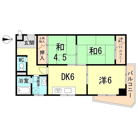 Floor plan. 3DK, Price 7.8 million yen, Occupied area 50.26 sq m , Balcony area 4.95 sq m