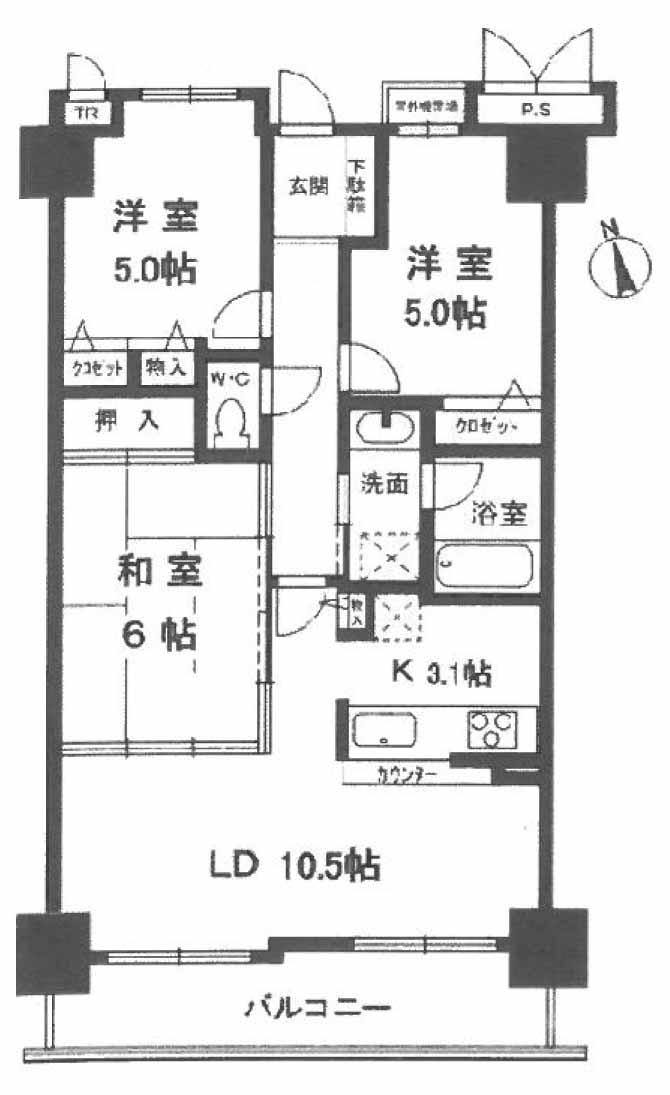 Floor plan. 3LDK, Price 18,800,000 yen, Occupied area 64.48 sq m , Balcony area 8.12 sq m