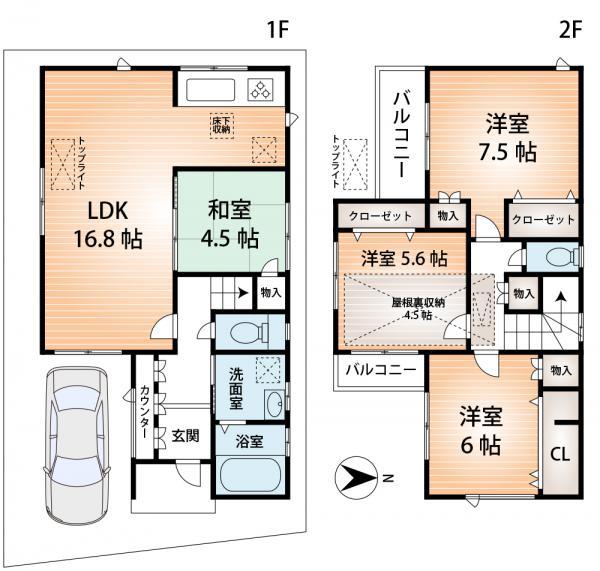 Floor plan. 33,800,000 yen, 4LDK, Land area 93.19 sq m , Building area 99.98 sq m floor plan