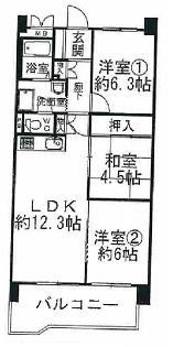 Floor plan. 3LDK, Price 15.8 million yen, Occupied area 64.96 sq m , Balcony area 7.84 sq m