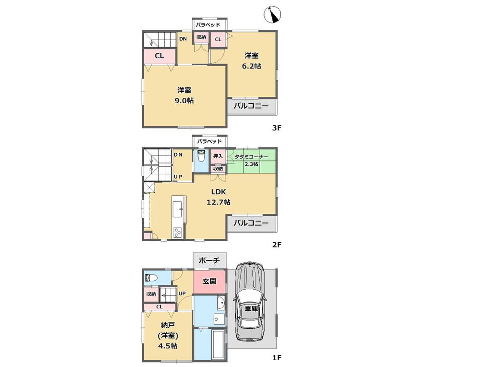 Floor plan. 26,800,000 yen, 2LDK + S (storeroom), Land area 53.63 sq m , Building area 98.58 sq m