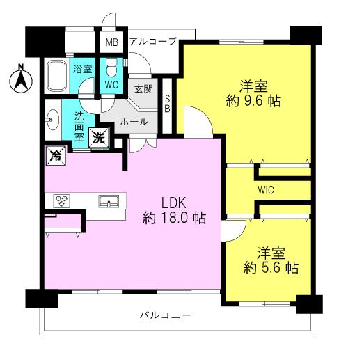 Floor plan. 2LDK, Price 23.8 million yen, Occupied area 71.14 sq m , Balcony area 14.72 sq m