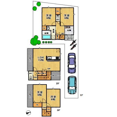 Floor plan. (No. 2 land plan), Price 33,800,000 yen, 4LDK, Land area 99.75 sq m , Building area 97.71 sq m