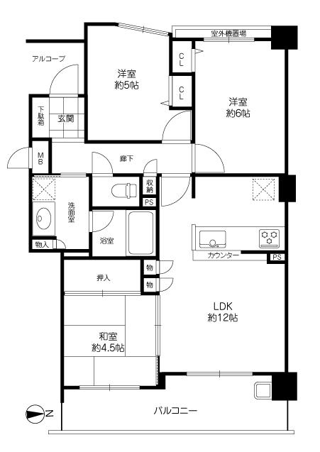 Floor plan. 3LDK, Price 22,800,000 yen, Occupied area 62.65 sq m , Balcony area 10.04 sq m