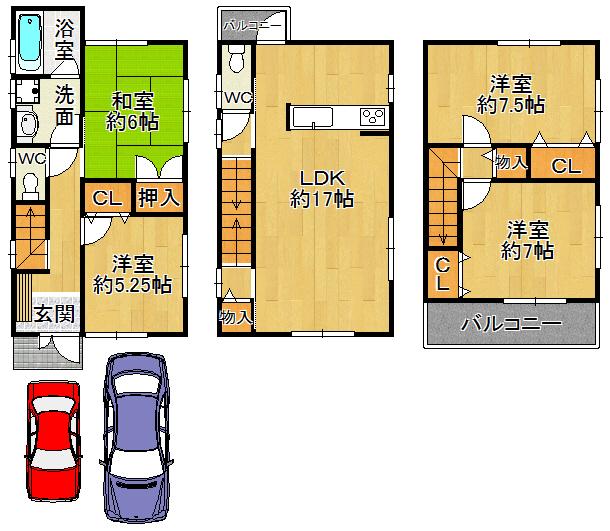 Floor plan. 27.3 million yen, 4LDK, Land area 80.35 sq m , Building area 103.53 sq m planned floor plan