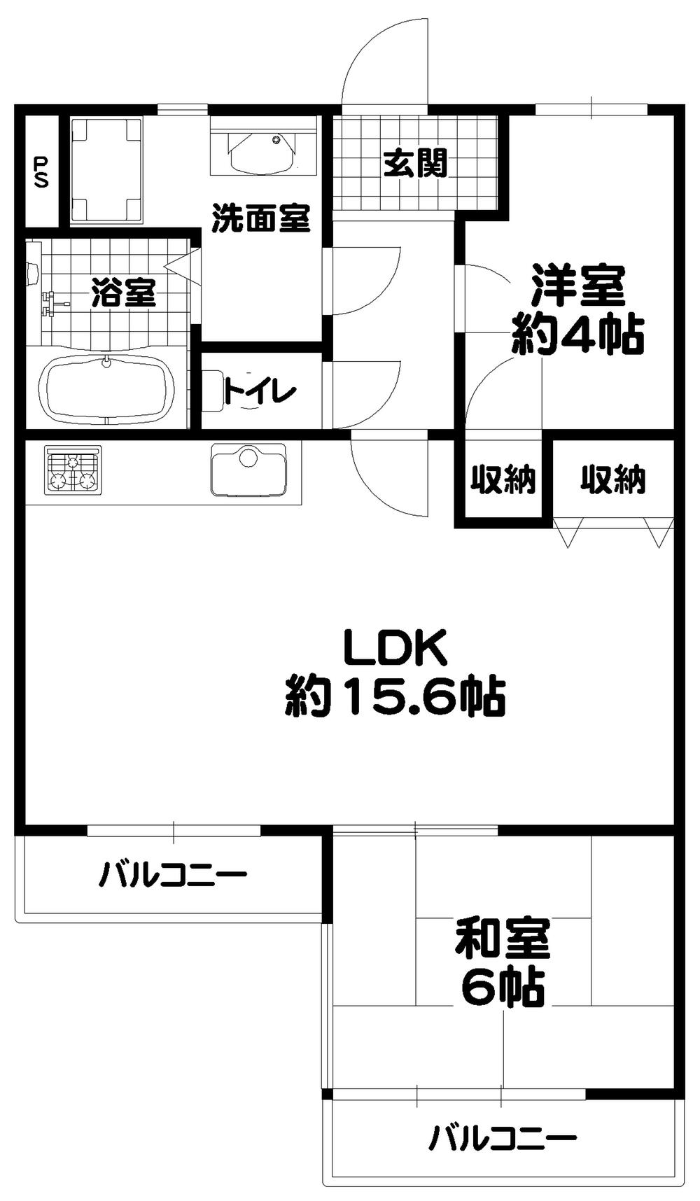 Floor plan. 2LDK, Price 13.8 million yen, Occupied area 51.53 sq m , Balcony area 5.35 sq m
