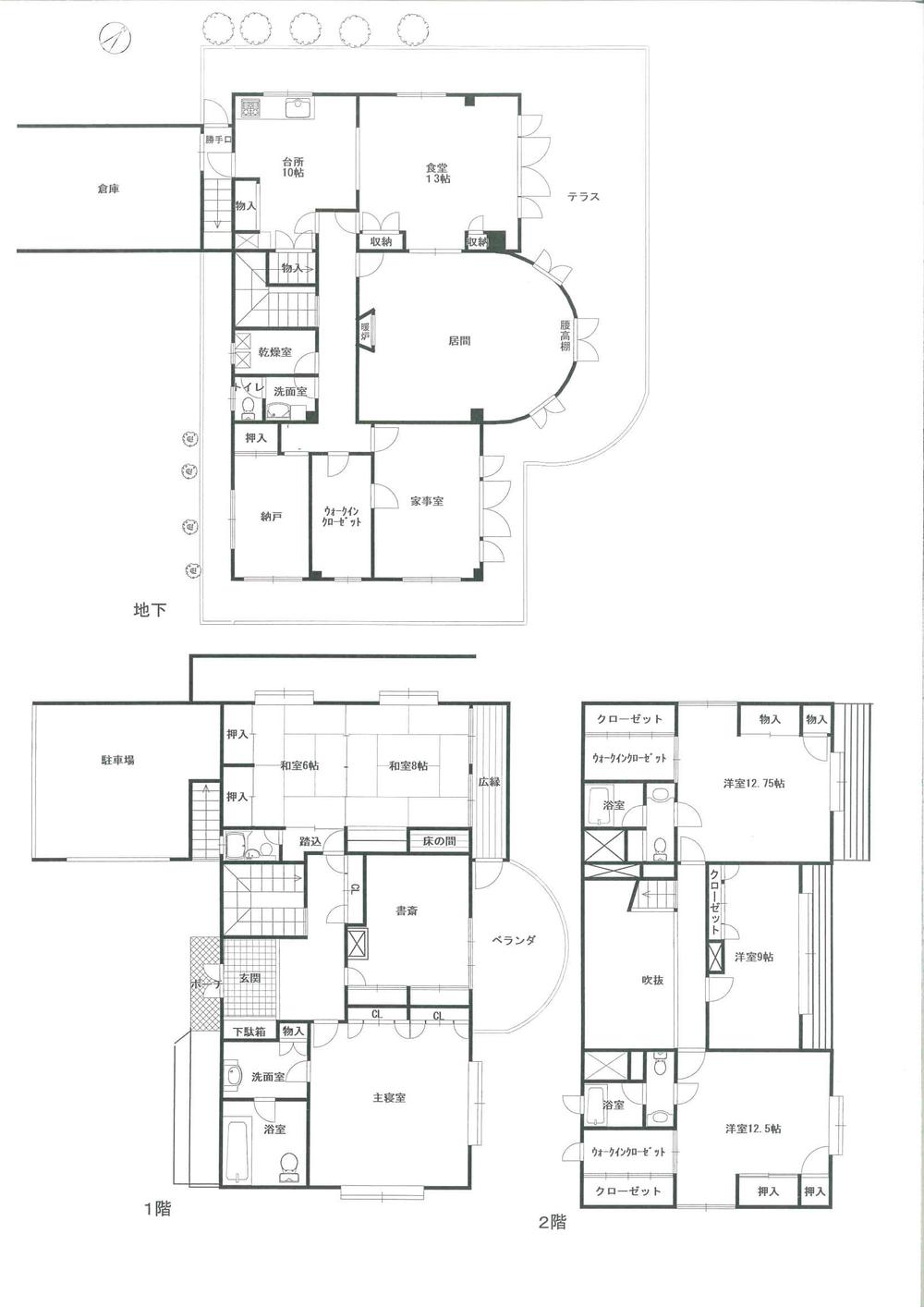 Floor plan. 140 million yen, 8LDK + S (storeroom), Land area 1,322 sq m , Building area 481.03 sq m