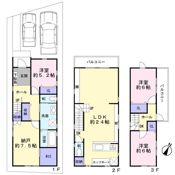 Floor plan. 45,800,000 yen, 3LDK + S (storeroom), Land area 96.41 sq m , Building area 120.91 sq m