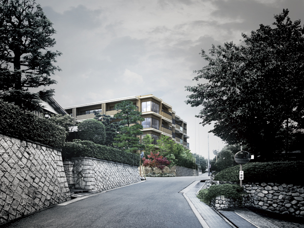 From Yamate trunk line to the mountain side, Birth in a quiet living environment recessed one step (Rendering)