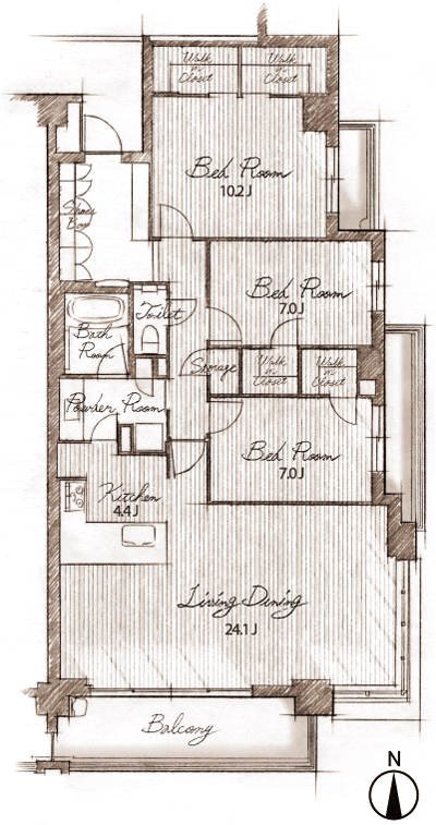 Floor: 3LDK + WIC + N, the occupied area: 122.1 sq m, Price: TBD