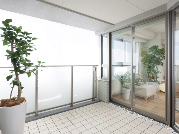 balcony ・ terrace ・ Private garden.  [balcony] Balcony depth has been plenty of secure. If Akehanate the windows facing the living room, In spacious space of a series (A type model room)