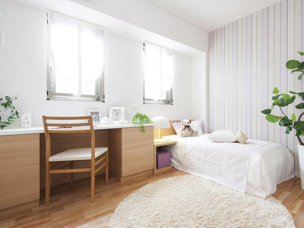 Interior.  [Children's room] The installed bright Western-style two windows that plenty of capture is light, Perfect for children's room. Put away easy to clear some storage space is ensured, It will always support a simple space development (A type model room)