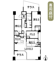 Floor: 3LDK + free room, occupied area: 105.63 sq m, Price: 36.9 million yen
