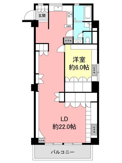 Floor plan. 1LDK, Price 17 million yen, Footprint 77.4 sq m , Balcony area 8.25 sq m