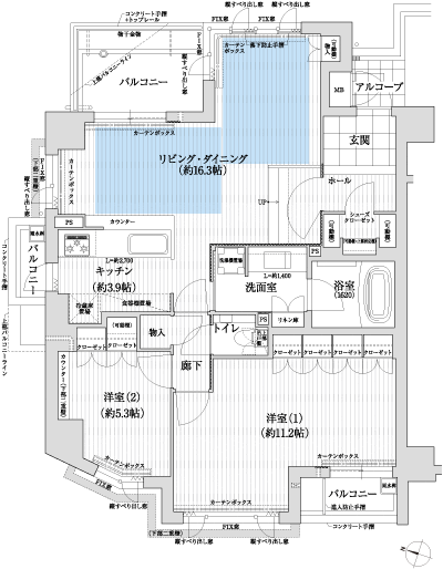 Floor: 2LDK, occupied area: 83.44 sq m, Price: 58.9 million yen