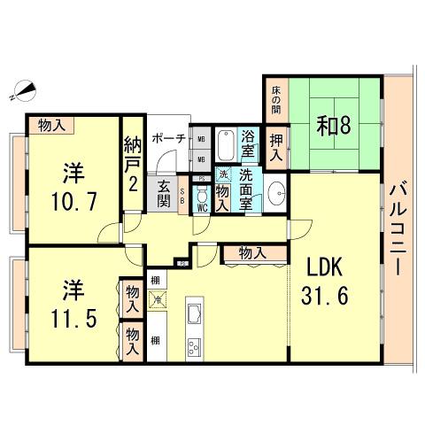 Floor plan. 3LDK+S, Price 35,500,000 yen, Footprint 142.69 sq m , Balcony area 14.82 sq m