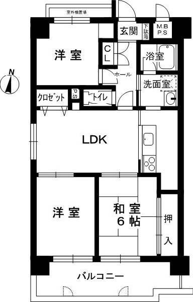 Floor plan. 3LDK, Price 17.6 million yen, Occupied area 64.26 sq m , Balcony area 9.78 sq m