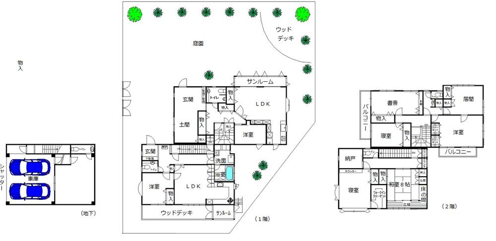 Floor plan. 200 million 48 million yen, 8LLDDKK + S (storeroom), Land area 516.61 sq m , Building area 406.57 sq m