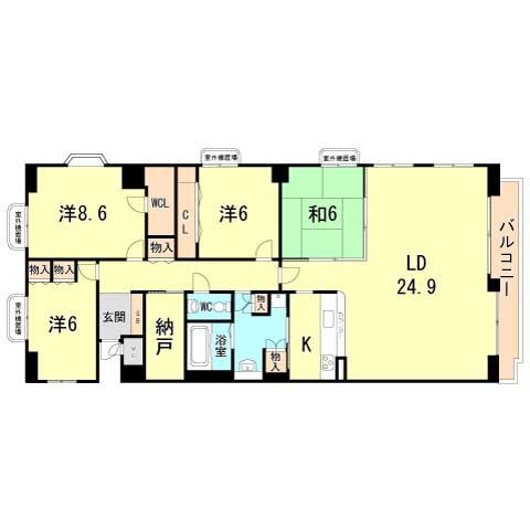 Floor plan. 4LDK+S, Price 44,800,000 yen, Footprint 122.98 sq m , Balcony area 7.38 sq m