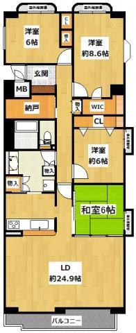 Floor plan. 4LDK + S (storeroom), Price 44,800,000 yen, Footprint 122.98 sq m , Balcony area 7.38 sq m