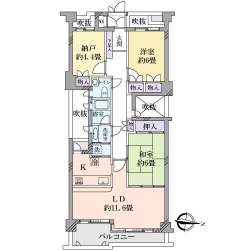 Floor plan. 2LDK + S (storeroom), Price 16 million yen, Occupied area 74.02 sq m , Balcony area 9.42 sq m