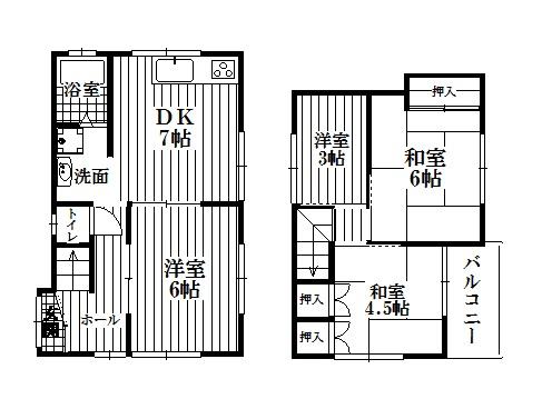 Floor plan. 25,800,000 yen, 4DK, Land area 56.26 sq m , Building area 54.94 sq m