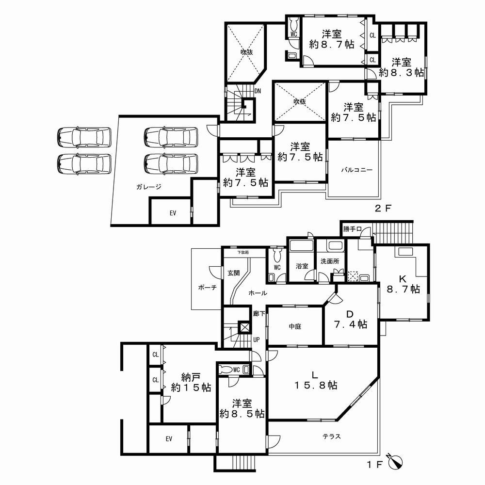 Floor plan. 79 million yen, 6LDK + S (storeroom), Land area 496 sq m , Building area 302.78 sq m