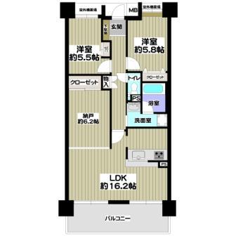 Floor plan. 2LDK + S (storeroom), Price 28.8 million yen, Occupied area 74.95 sq m , Balcony area 12.35 sq m