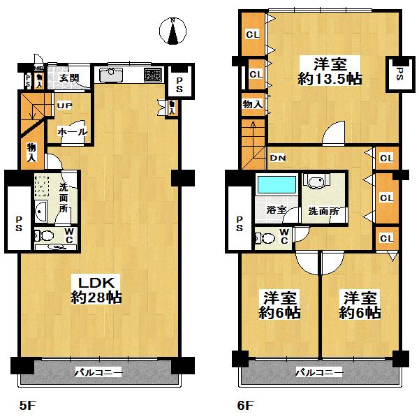Floor plan. 3LDK, Price 27,800,000 yen, Footprint 138.73 sq m , Balcony area 16.5 sq m
