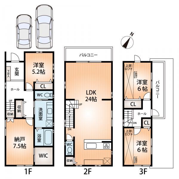 Floor plan. 45,800,000 yen, 4LDK, Land area 96.41 sq m , Building area 120.91 sq m