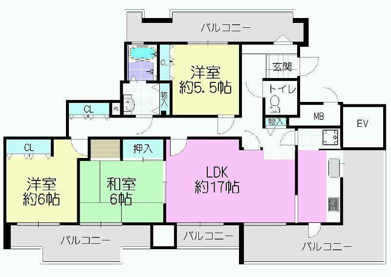 Floor plan. 3LDK, Price 39 million yen, Occupied area 91.75 sq m