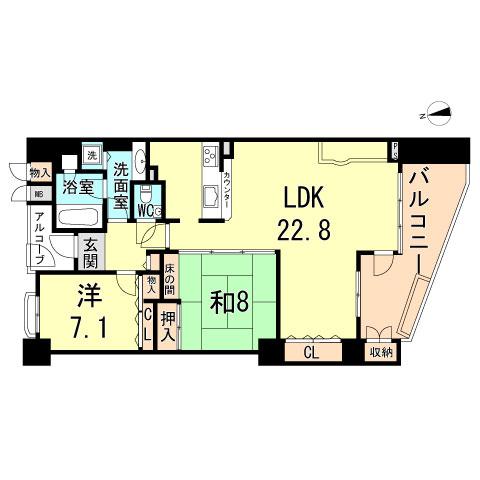 Floor plan. 2LDK, Price 32,800,000 yen, Footprint 99.3 sq m , Balcony area 17.55 sq m