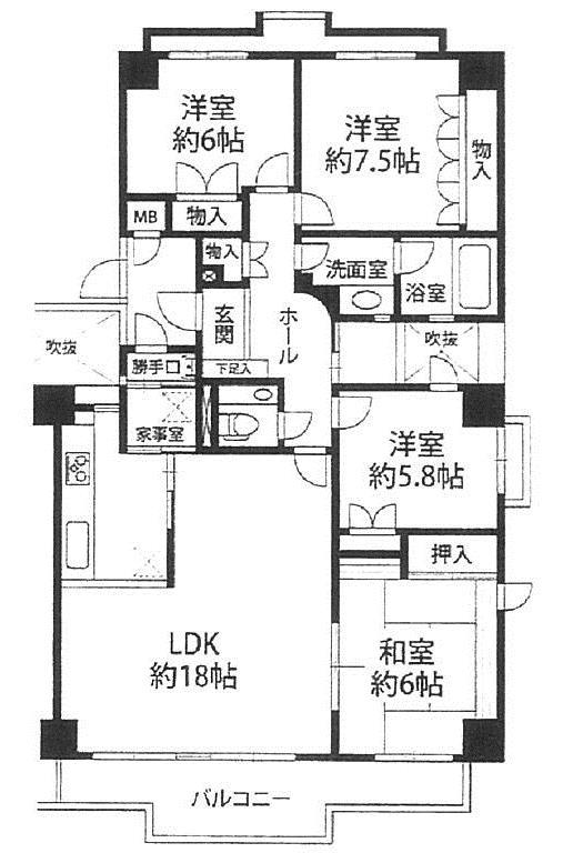 Floor plan. 4LDK, Price 47,800,000 yen, Footprint 109.62 sq m , Balcony area 12.33 sq m floor plan