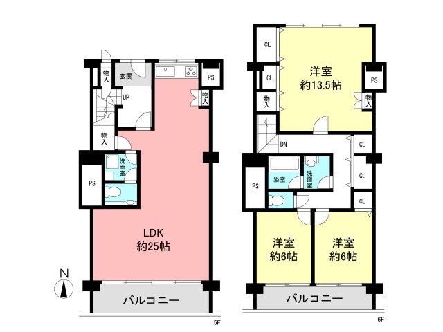 Floor plan. 3LDK, Price 27,800,000 yen, Footprint 138.73 sq m , Balcony area 16.5 sq m maisonette