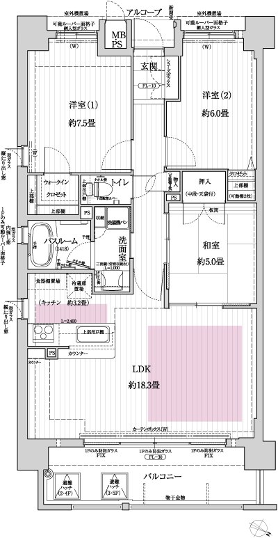 Floor: 3LDK, occupied area: 78.48 sq m, Price: 41,900,000 yen ・ 43,500,000 yen