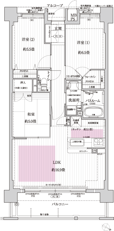 Floor: 3LDK, occupied area: 73.24 sq m, Price: 38.9 million yen