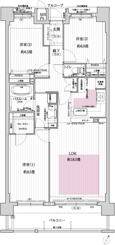 Floor: 3LDK, occupied area: 85.31 sq m, Price: 46,200,000 yen ・ 47,500,000 yen