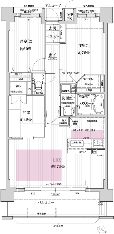 Floor: 3LDK, occupied area: 76.17 sq m, Price: 40,400,000 yen ・ 41,500,000 yen