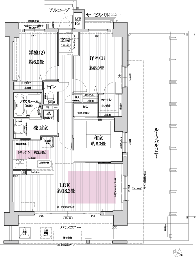 Floor: 3LDK, occupied area: 85.41 sq m, Price: 45.9 million yen