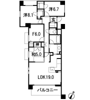 Floor: 4LDK (5F), the occupied area: 101.05 sq m, Price: 55.9 million yen