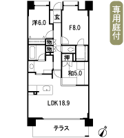 Floor: 2LDK + F, the area occupied: 85.11 sq m, Price: 43.7 million yen