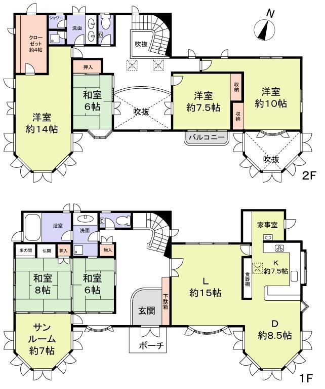 Floor plan. 108 million yen, 6LDK + S (storeroom), Land area 449.96 sq m , Building area 247.57 sq m