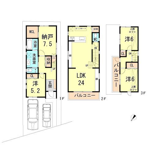 Floor plan. 45,800,000 yen, 3LDK+S, Land area 96.41 sq m , Building area 120.91 sq m