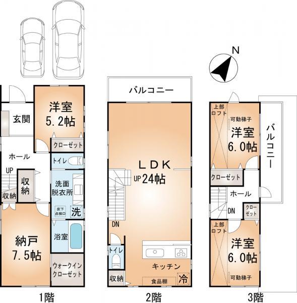Floor plan. 45,800,000 yen, 4LDK, Land area 96.41 sq m , Building area 120.91 sq m building floor plan