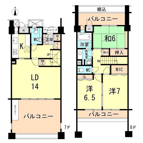 Floor plan. 3LDK, Price 49 million yen, The area occupied 100.8 sq m , Balcony area 37 sq m