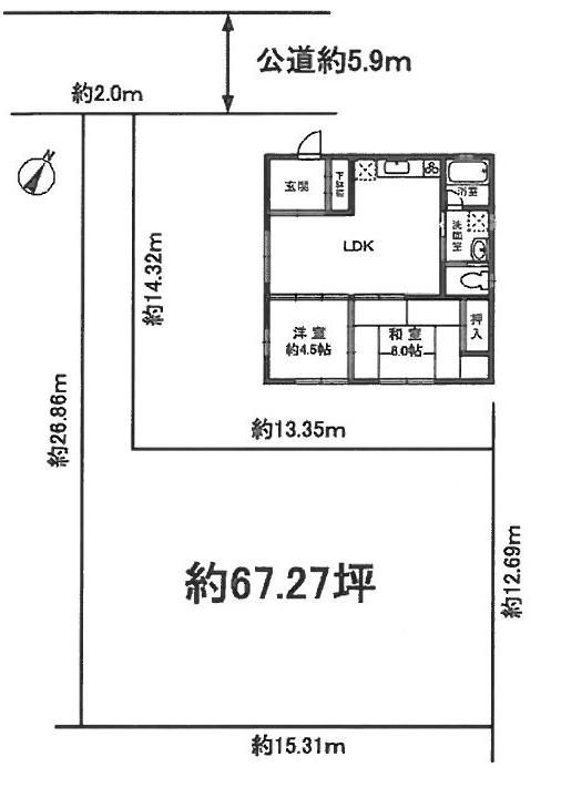 Compartment figure. Land price 34,800,000 yen, Land area 222.39 sq m