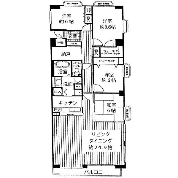 Floor plan. 4LDK + S (storeroom), Price 44,800,000 yen, Footprint 122.98 sq m , Balcony area 7.38 sq m
