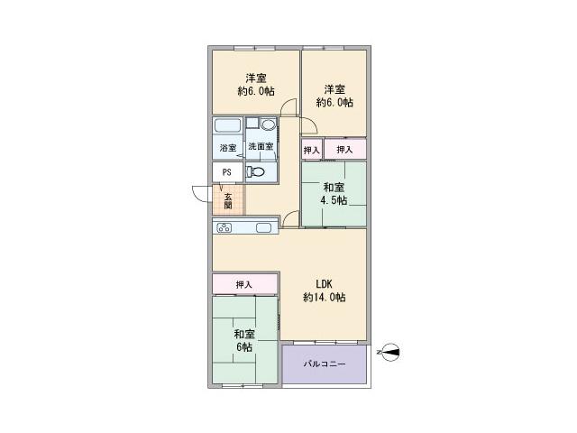 Floor plan. 4LDK, Price 13.8 million yen, Occupied area 80.84 sq m , Balcony area 6.53 sq m